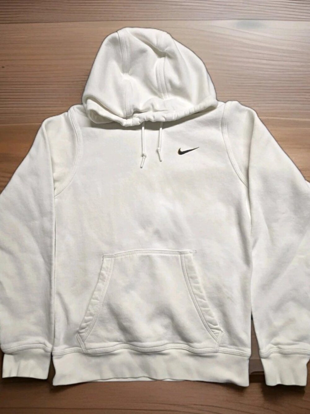 Nike Hoodie Small White Bleach Distressed Swoosh Hoodie Pullover